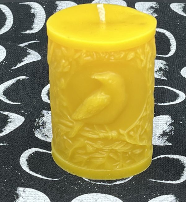 Raven Pillar Beeswax Candle