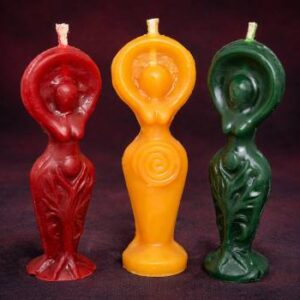 Triple Goddess Chime Candle Set - crimson - honeycomb - forest