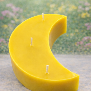 Three Wick Crescent Moon Beeswax Candle