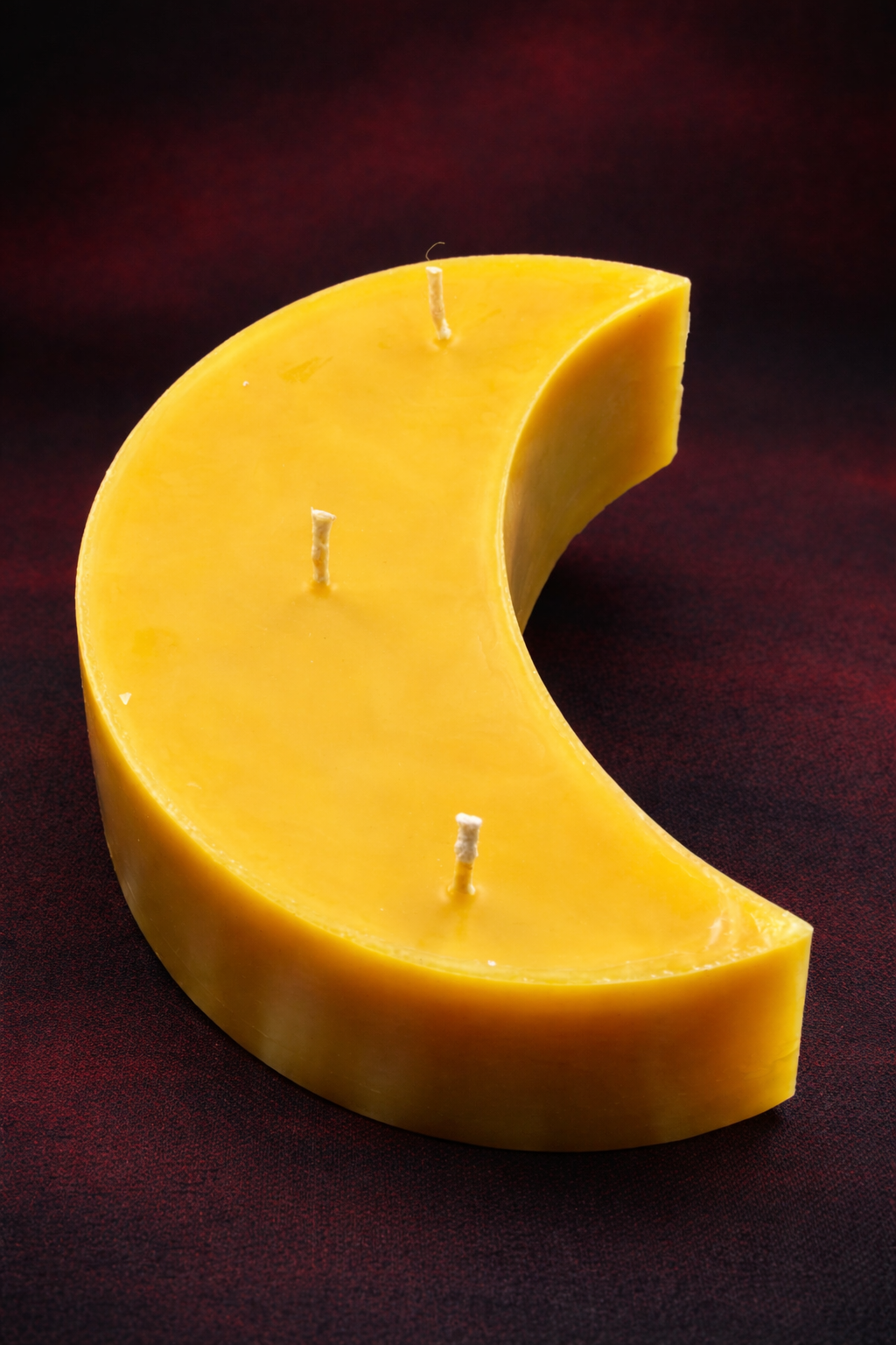 Three Wick Crescent Moon Beeswax Candle