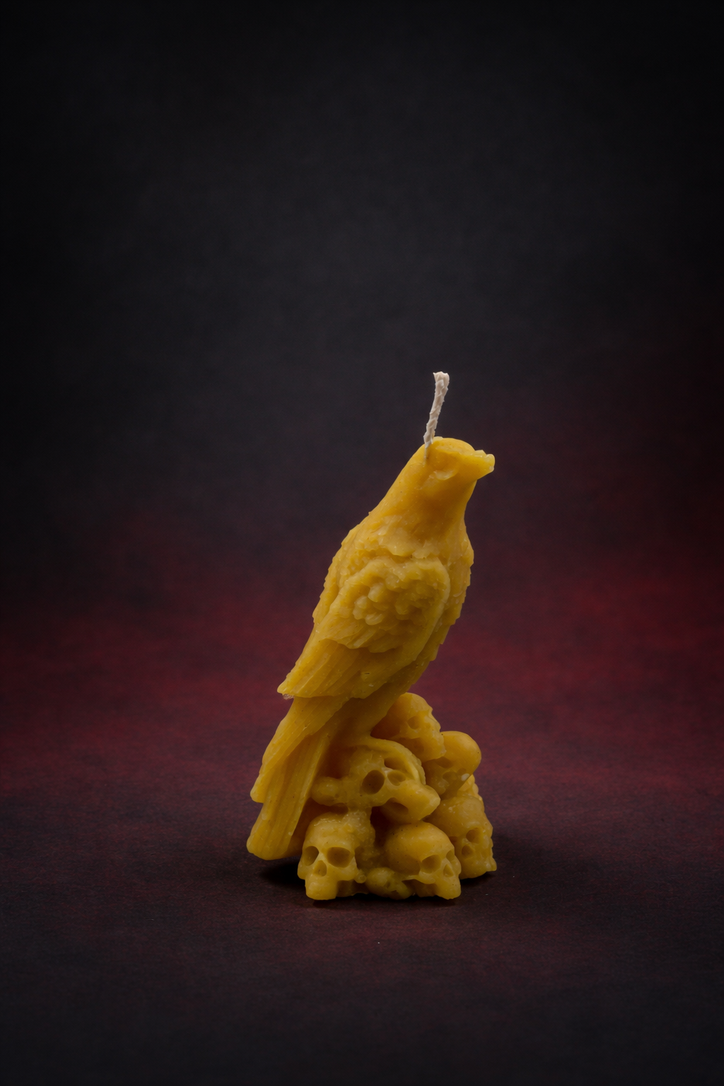 Raven Skull Beeswax Candle